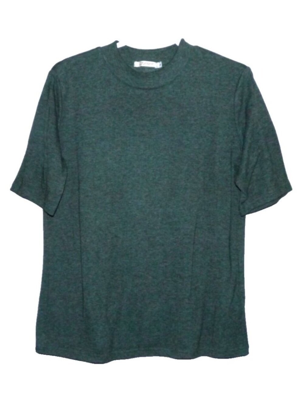 Liyohon Women's green cotton blend mock turtleneck short sleeve T Shirt size XL